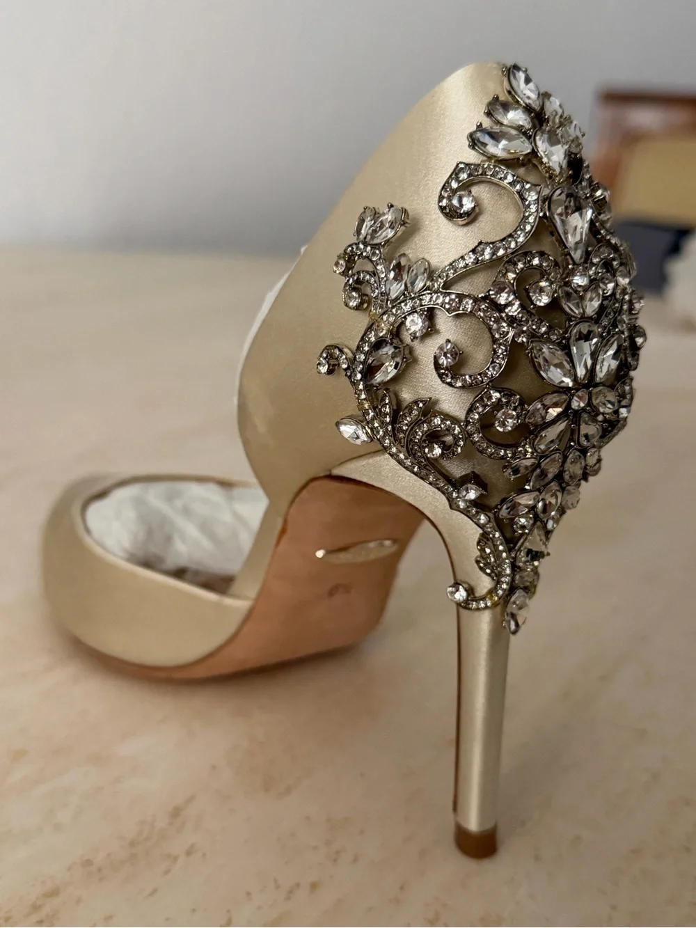 Badgley Mischka champagne satin